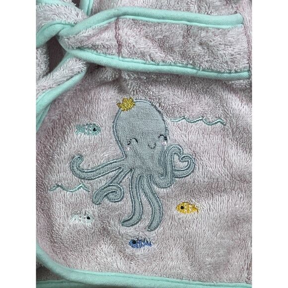 Just Born Baby Girl Pink Hooded Octopus Bath Robe Size 0-9 Months Terry Cloth - Picture 4 of 8